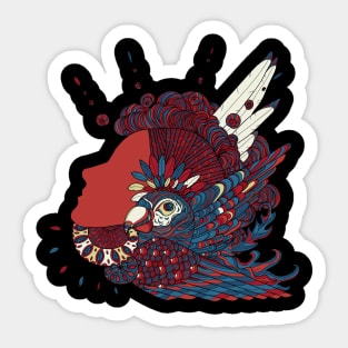 A girl with feathers in her hair Sticker